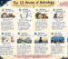 Illustrated sketchnote of the twelve houses of astrology as a journey through arrival, belonging, creation, service, love, transformation, meaning, contribution and letting go.